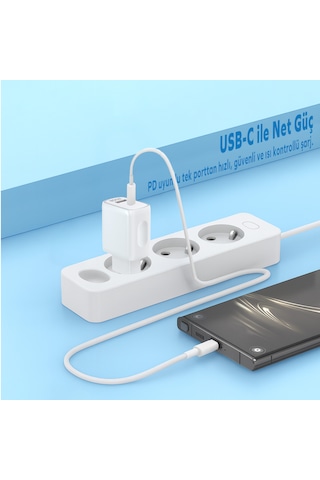 Woyax Hızlı Şarj Aleti 33w Type-c Kablo Beyaz Android / Apple Uyumlu iPhone / Tablet ' Beyaz