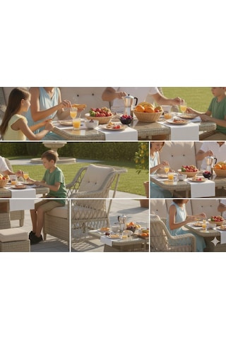 3+1+1 Bahçe Ve Balkon Takımı Masali Krem/cappuccino Krem