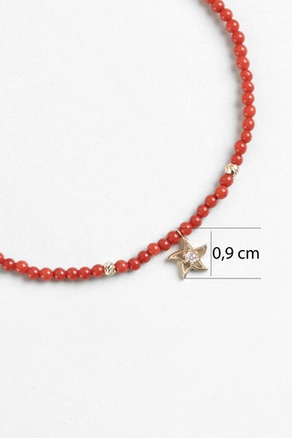Deniz Yıldızı 14 Ayar Altın 19 Cm Mercan Taşlı Bileklik