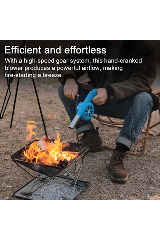 Jeehugo Dışarıda Manually Çalışan Yangın Açıcı Blower, Kamp Ve Barbekü İçin Taşınabilir Yardımcı Aygıt, Mavi Renkli Çok Renkli