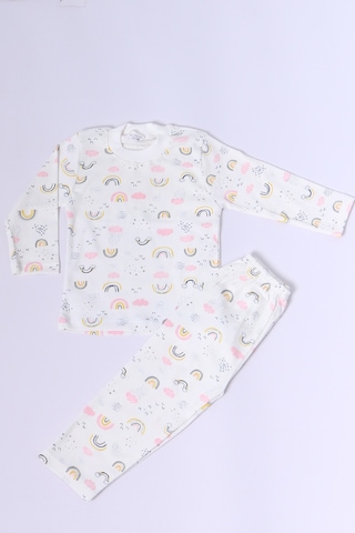 Hçm Bebek Pamuk Pijama Takımı Renkli Baskılı Bisiklet Yaka A2 Pembe