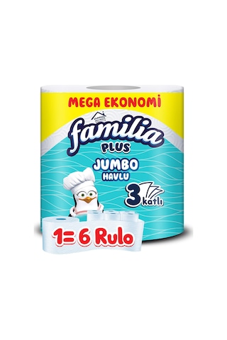 Familia Plus 3 Katlı Jumbo Kağıt Havlu Mega Ekonomi 6'lı