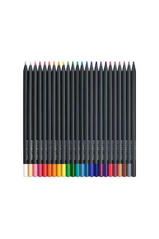 Faber-Castell Black Edition Boya Kalemi, 24 Renk, Siyah Kağıda Uyumlu, Ergonomik Üçgen Gövde