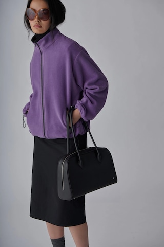 Suud Collection Mor Anu Oversize Fermuarlı Polar Hırka