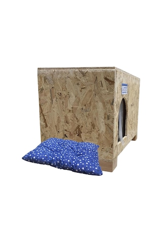 Reyo Ahşap Kedi Evi Osb Minderli 61 x 41 x 36 CM Sokak Kedi Evi CAT49M