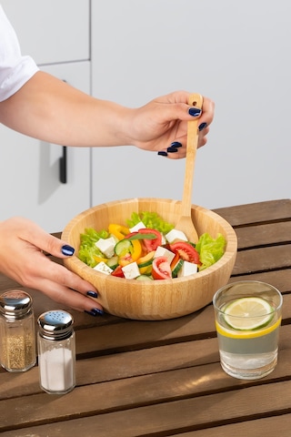 Porsima 2061 Orta Boy Doğal Bambu Salata Kasesi 20cm Bambu