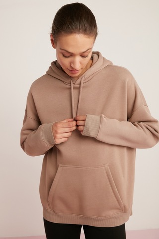 ETHIQUET CARLY Kadın Içi Polarlı Yumuşacık Kapüşonlu Kanguru Cepli Oversize Fit Pembe Sweatshirt