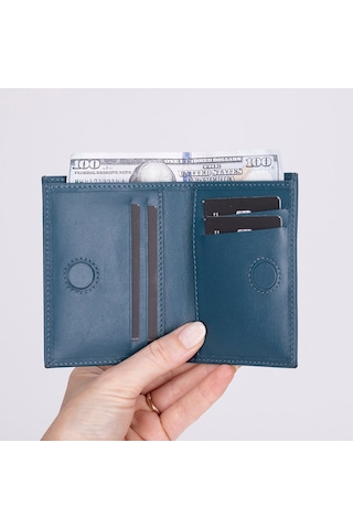 Nigra Hakiki Deri, El Yapımı Cüzdan Gölgeli Mavi Mavi