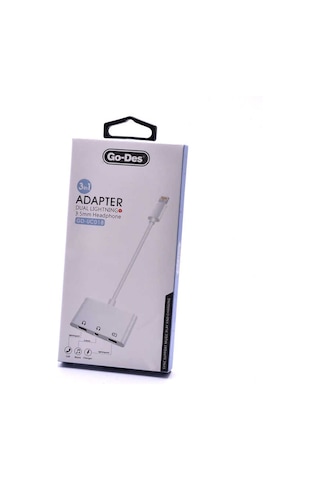 Go Des GD-UC018 Lightning Kulaklık - Şarj - 3.5 mm Aux Dönüştürücü Adaptör - ZORE-257775