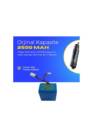 Philips 7000 Serisi Xw7110/01 Aqua Trio Dikey Süpürge 2500 Mah 25.2 V Batarya Uyumlu Uzun Ömürlü, Maksimum Performans Pil