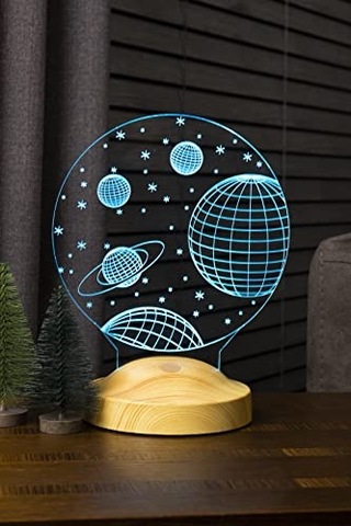 3 Boyutlu Uzay Temalı Led Lamba Çok Renkli