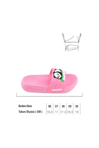 Gezer Panda Yazlık Kız Çocuk Pu Islak Zemine Uygun Rahat Taban Ev Bahçe Banyo Havuz Terlik PEMBE