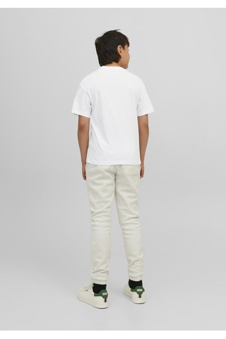 Jack & Jones Kisa Kollu Logo Baskili Tisört - Çocuk 12237435 White Siyah