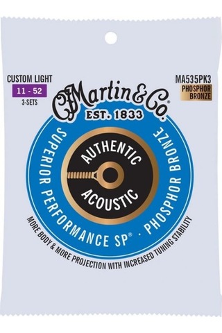 Martin Co Ma535pk3 Sp Phosphor Bronze Akustik Gitar Telleri Extra Light+ 11-52 3 Set