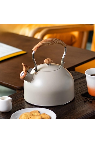 Valkyrie 2.5l Paslanmaz Çelik Düdüklü Su Isıtıcısı Demlik Islıklı Kettle Krem