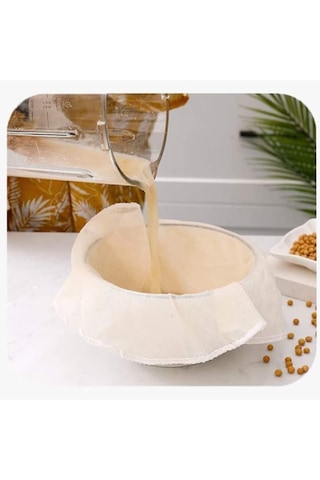 Organik %100 Pamuk 2 Adet Çember Süzme Bezi, Yıkanabilir 2 Ebat Bej