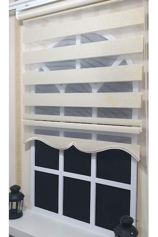 Zebra Stor Perde Altın Simli Etek Dilimli St 007