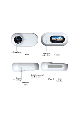 Jeemson A100 Mini Manyetik Parmak Kamerası - Dışarıda Taşınabilir 1080p Full Hd Görüntü Kaydedici Bisiklet Turları İçin Beyaz