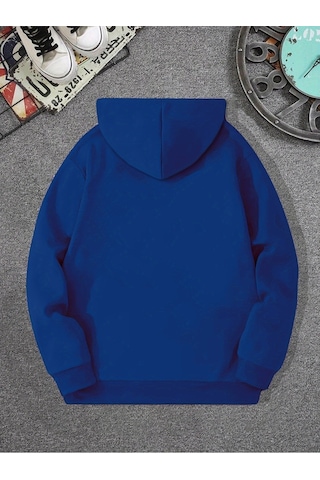 Uyguntarz İmza Baskılı Oversize Sweatshirt Mavi