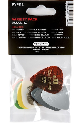 Jim Dunlop Pvp112 Acoustic Pick Variety Pack 12li Pena