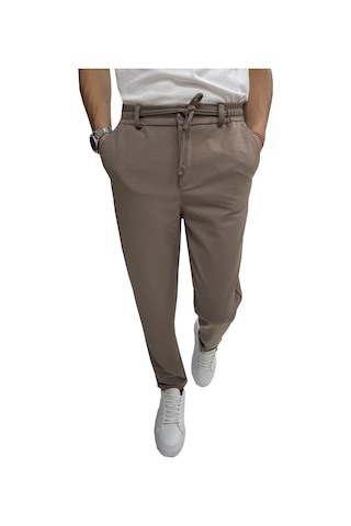 Wooking Erkek Pantolon Beli Lastikli Slim Fit Esnek Likralı Basic Pamuklu Jogger TOPRAK