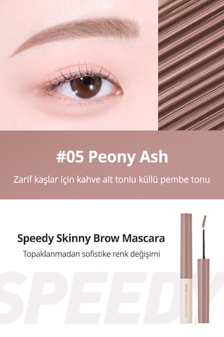 Özel Fırça Tasarımlı, Yoğun Pigmentli Kaş Maskarası Perıpera Speedy Skinny Brow Mascara 05 Peony Ash 05