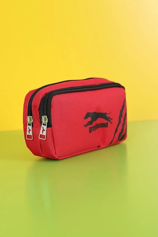 Rlx-141 İki Gözlü Kalemlik Okul Üniversite Çocuk Kalem Kutusu Kırmızı Beyaz