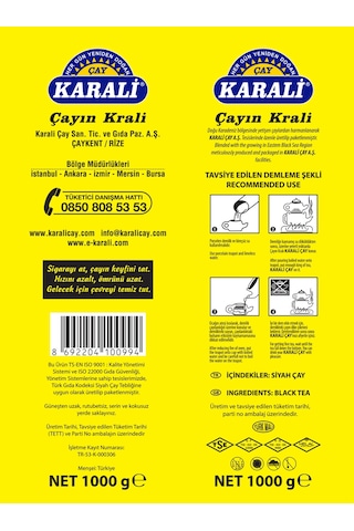 Karali Premium Filiz Siyah Dökme Çay 3 x 1 KG