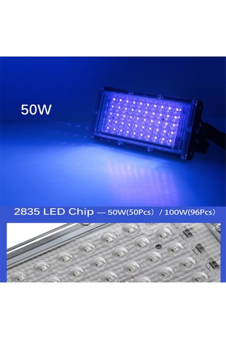 Fosenze 50w 395nm Led Uv Feneri, Ip65 Su Geçirmez, İç/harici Kullanım, Parti Ve Sahne Işığı, Avrupa Standartı Şarj, 220v Alüminyum Gövde Siyah