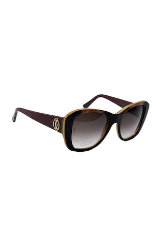 Cartier F Butterfly Gold Cat Eye Kahvarengi Kırmızı Altın Kedi Gözü Kadın Güneş Gözlüğü T8200937 Kahverengi