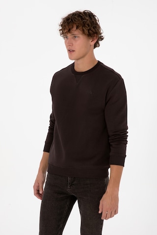 U.S. Polo Assn. Erkek Comfort Fit Bisiklet Yaka Şardonlu Kahverengi Basic Sweatshirt 50313757-VR084