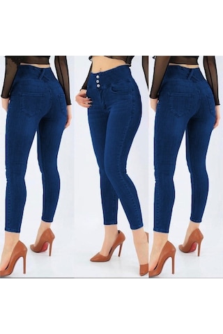 Efnaz Style Yüksel Bel Likralı Kot Pantolon Lacivert