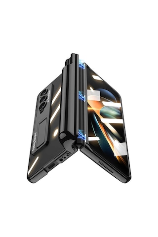 Rba Aksesuar Galaxy Uyumlu Z Fold 4 Kılıf Rba Kıpta Standlı Kalem Bölmeli Kapak - Gümüş Gümüş