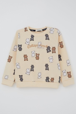 Breeze Erkek Çocuk Eşofman Takımı Sevimli Ayıcıklar Desenli 1-4 Yaş, Krem Krem