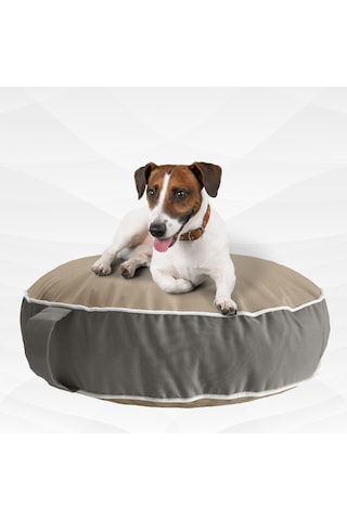 Xpermate Fermuarlı Kedi Köpek Minderi Kedi Köpek Yatağı Bej - Gri