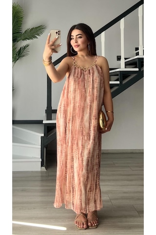 Marka Model Halkalı Batik Elbise Çok Renkli