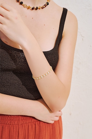 Çiçek Taşlı Bileklik Gold Ss26blk00041-51