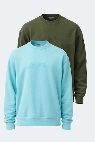 Slazenger Vadık 2li Set Erkek Oversıze Sweatshırt Yeşil - Turkuaz
