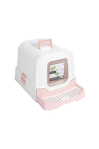 M-pets Eco Rattan Kapalı Kedi Tuvaleti Pembe 69x42x41 Cm 244-53036.01