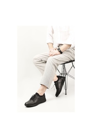 Gönderi(R) Erkek Siyah Bağcıklı Hakiki Deri Comfort Sneaker Ddma73542198 Siyah