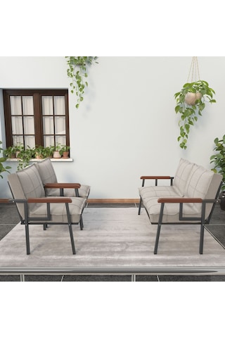 Mygusi Modern'' Metal Kanepe Koltuk Takımı - 2 1 1 Krem