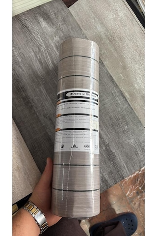 40cmx250cm Açık Gri 3d Girintili Yapışkanlı Sxp Akustik Lambiri Desenli Duvar Paneli Kağıdı Kül
