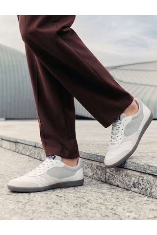 Cabani Beyaz Hakiki Deri Erkek Sneaker Ayakkabı