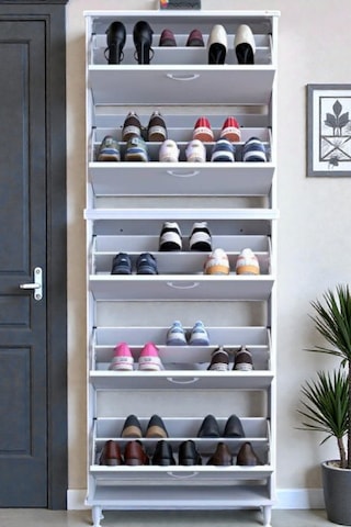 Eliusta Cover 72 Cm Ayakkabılık Dış Kapı/koridor/giyim Odası Uygun Beyaz Renk 72x205x26 Cm Ayakkabılık Beyaz
