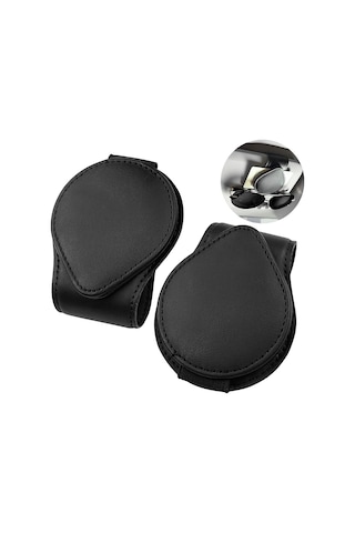 Siyah Araba Gözlük Tutucu, Pu Deri Manyetik Güneş Gözlüğü Askısı, Evrensel Güneşlik Tutucu, Adsorp'lu Pratik Araba Gözlük Tutucu