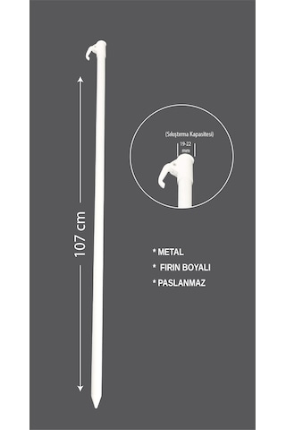Deniz Plaj Şemsiyesi Mandallı Alt Borusu Metal Beyaz