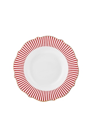 Karaca New Romantic Kırmızı İnce Çizgili Çukur Tabak 24 cm