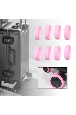 Homyl 8 Adet Bagaj Bavul Tekerlekleri Kapak Düşük Gürültü Pembe