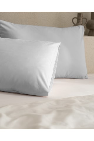 Madame Coco Manon %100 Pamuk Ranforce Düz 2'li Yastık Kılıfı Seti - Gri Gri