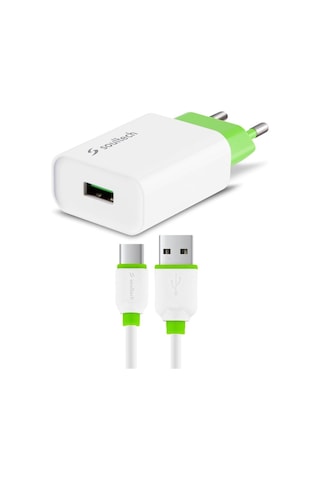 Soultech SC113B 2.1A Seyahat Şarjı + Type-C 2A USB Kablo